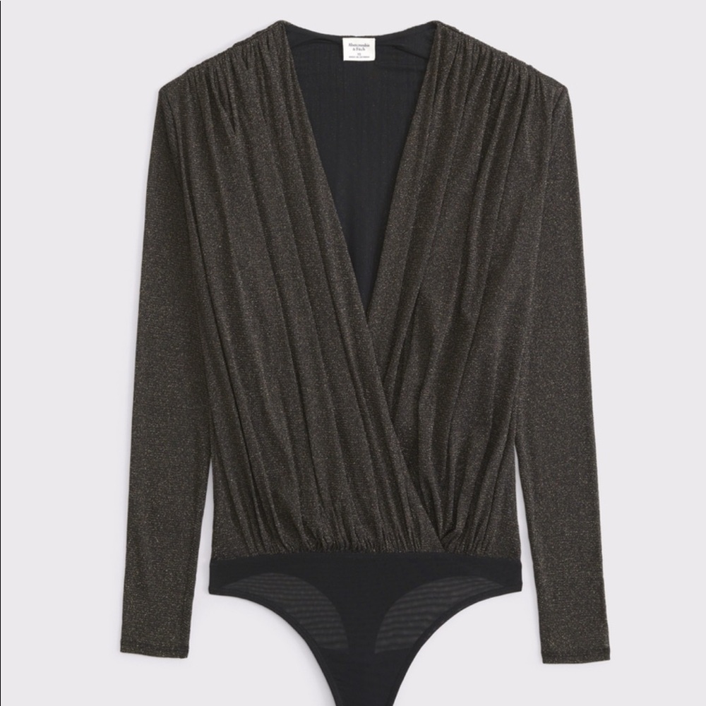 Abercrombie Long Sleeve Draped Deep V Bodysuit